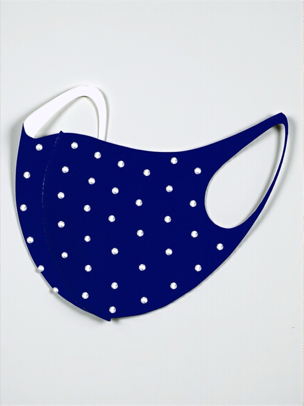 Navy Blue Rhinestone Face Mask Crystal Dot Reusable Washable NWT